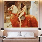 Картина маслом обнаженной женщины, печать на холсте, сексуальная леди Годива, Джон колли, скандинавский настенный постер, картина для декора гостиной