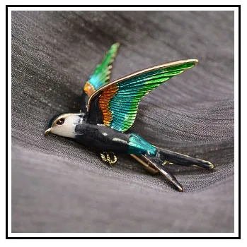 Винтажная эмалевая булавка HUANZHI для женщин золотистая птица искусственный