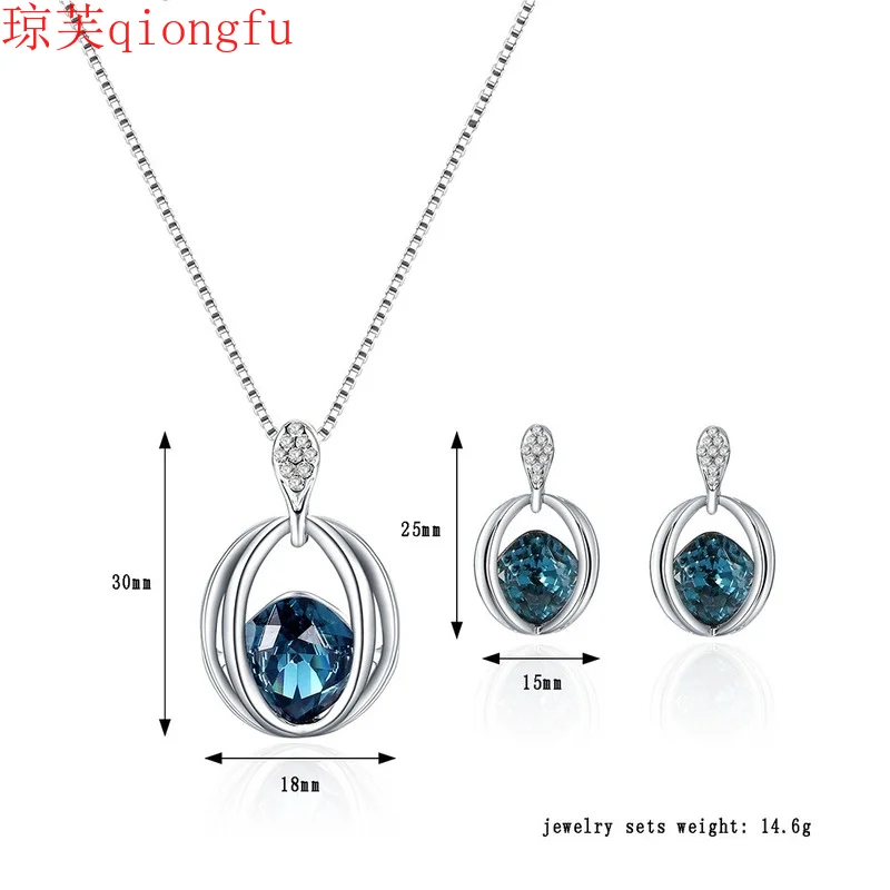 

jewelry for women 2021 Fashion Crystal Jewelry Set Bridal Necklace and Earring Two Piece indian jewelry set wedding accessories