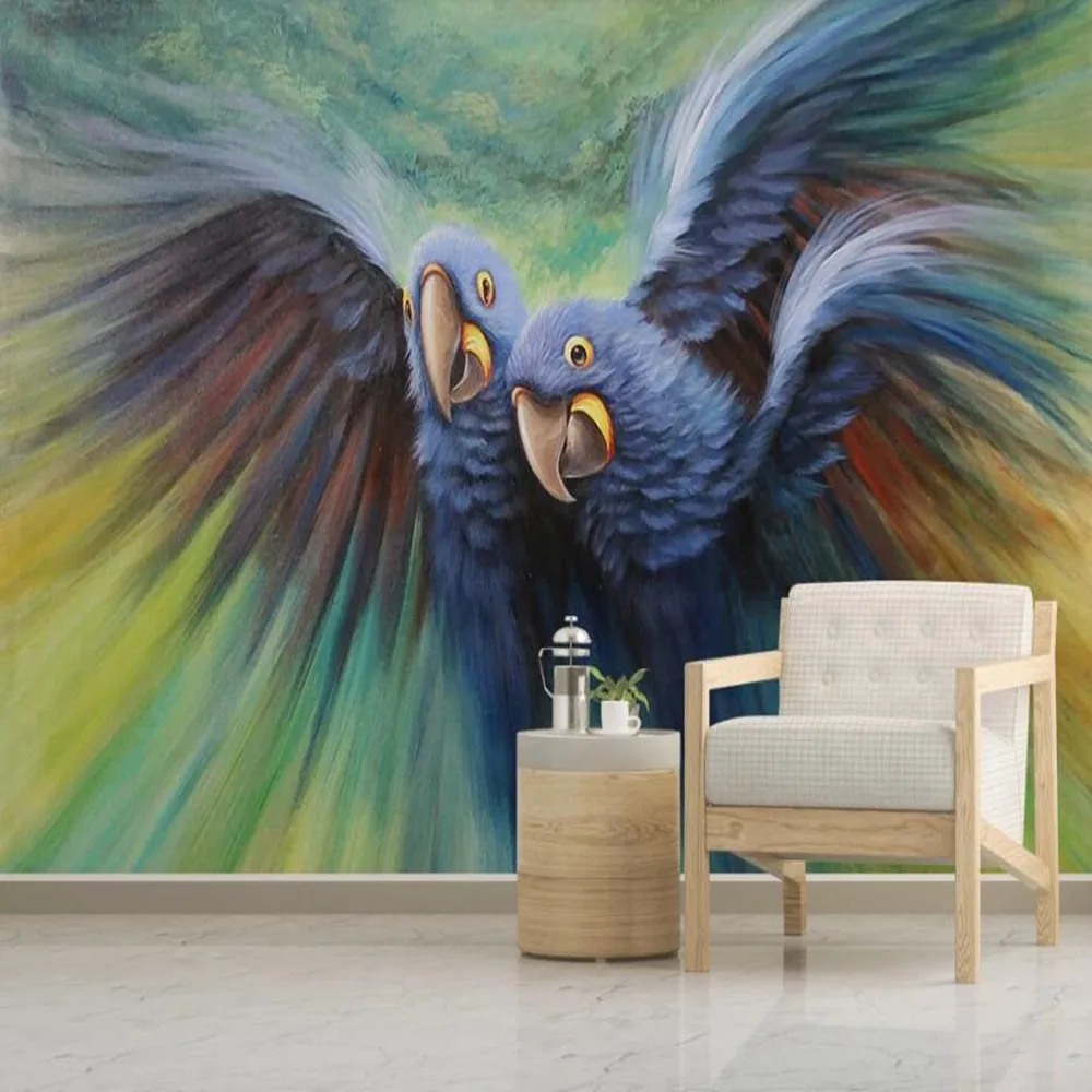 

Пользовательские 3D скандинавские обои с ручной росписью в виде попугая