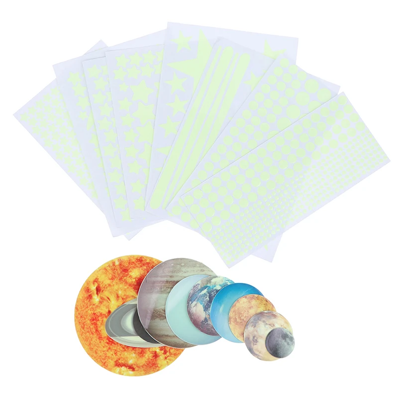 

Box-packed Luminous Nine Planets Wall Sticker Bedroom Living room Fluorescence Star Moon Decorative Stickers