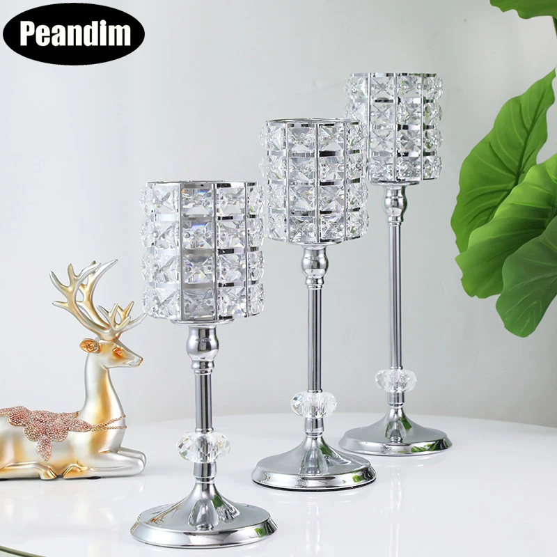 Креативный Хрустальный подсвечник PEANDIM в скандинавском стиле серебряный для