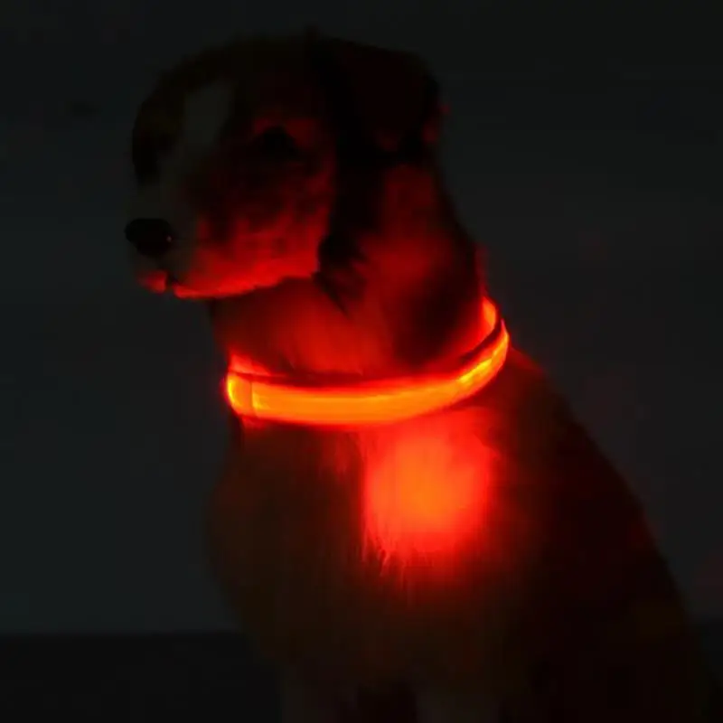 Ошейник для собак с зарядкой через USB перезаряжаемый светодиодный мигающий