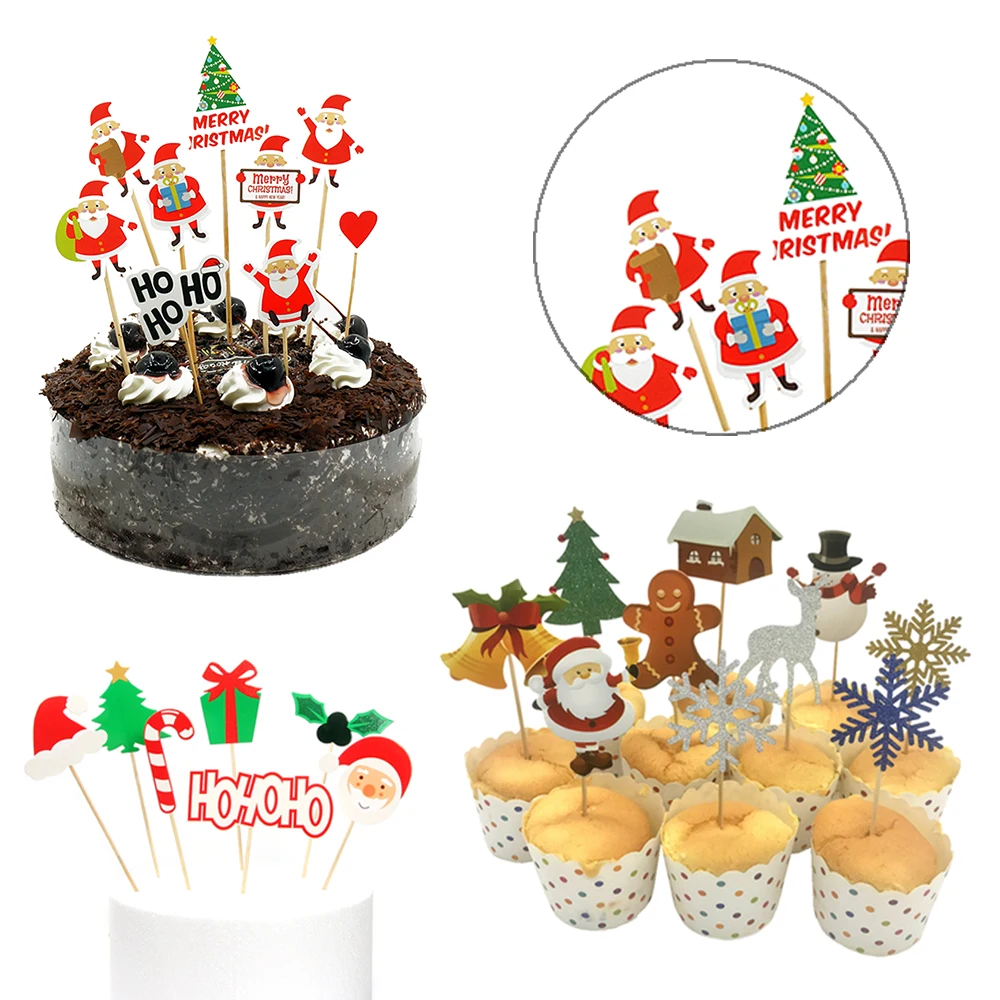 7/9/10/шт Рождество DIY торт верхний флаг кекс Вставка карты декор для детского дня