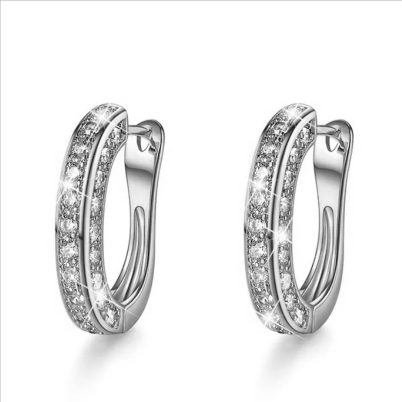 

Blaike Bling 925 Silver Jewelry Exquisite White Zircon Hoop Earrings For Women Wedding Engagement Jewelry Valentine's Day Gifts