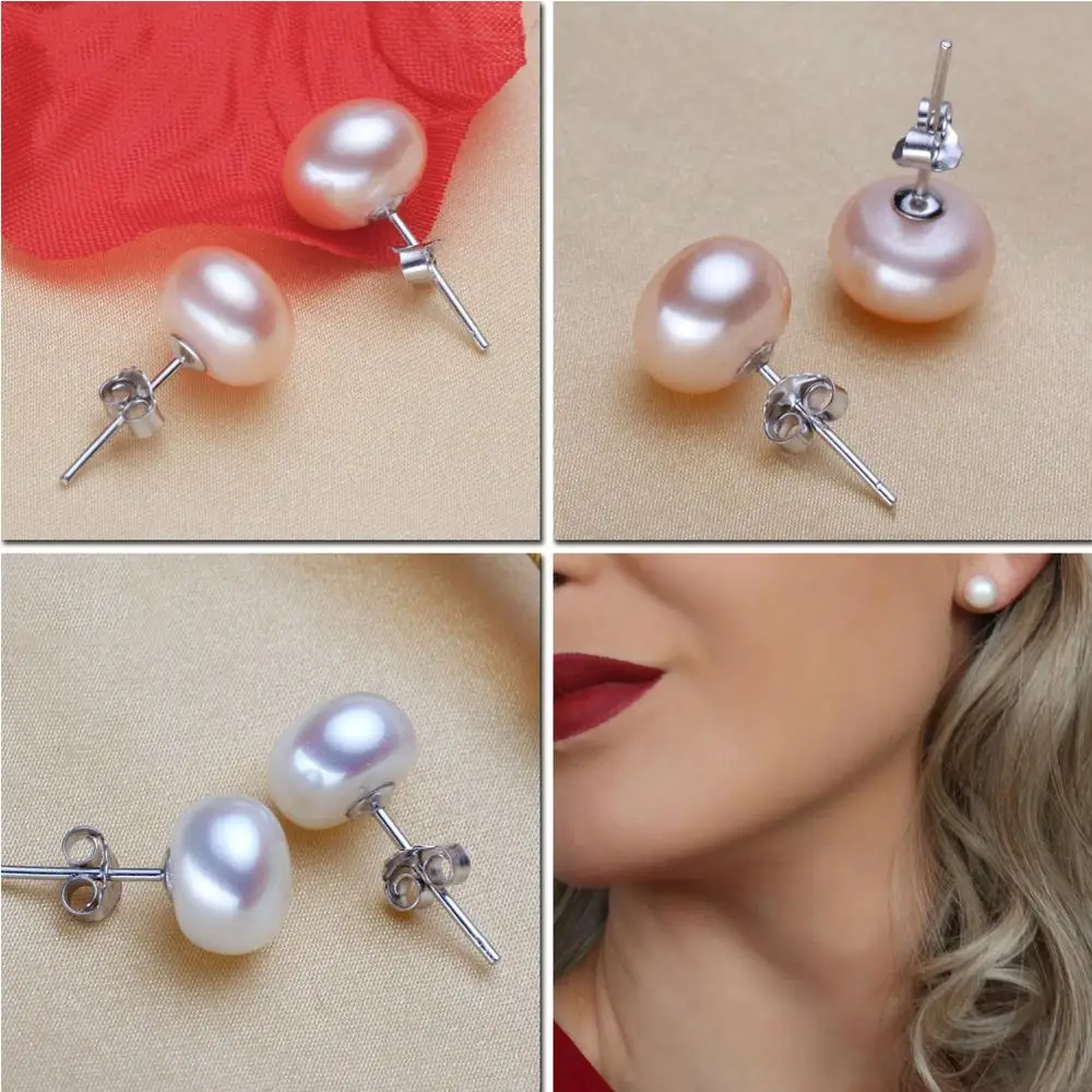 Женские серьги гвоздики LicLiz из стерлингового серебра 925 пробы с белым жемчугом и