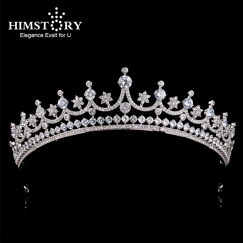 Himstory Luxury Headwear Zirconia Crystal Crown Princess Tiara  Wedding Hair Accessories Bridal Jewelry Headband