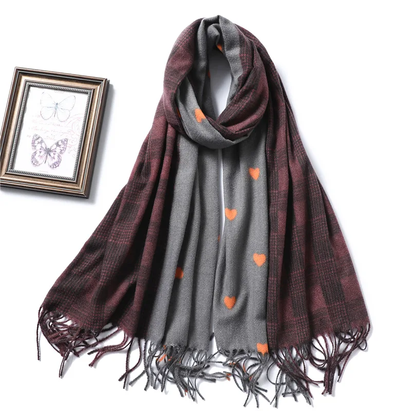 

2020 Fashion Cashmere Women Winter Scarf Plaid Tassel Pashmina Print Foulard Lady Shawls Wraps Femme Warm Scarves Bufandas New