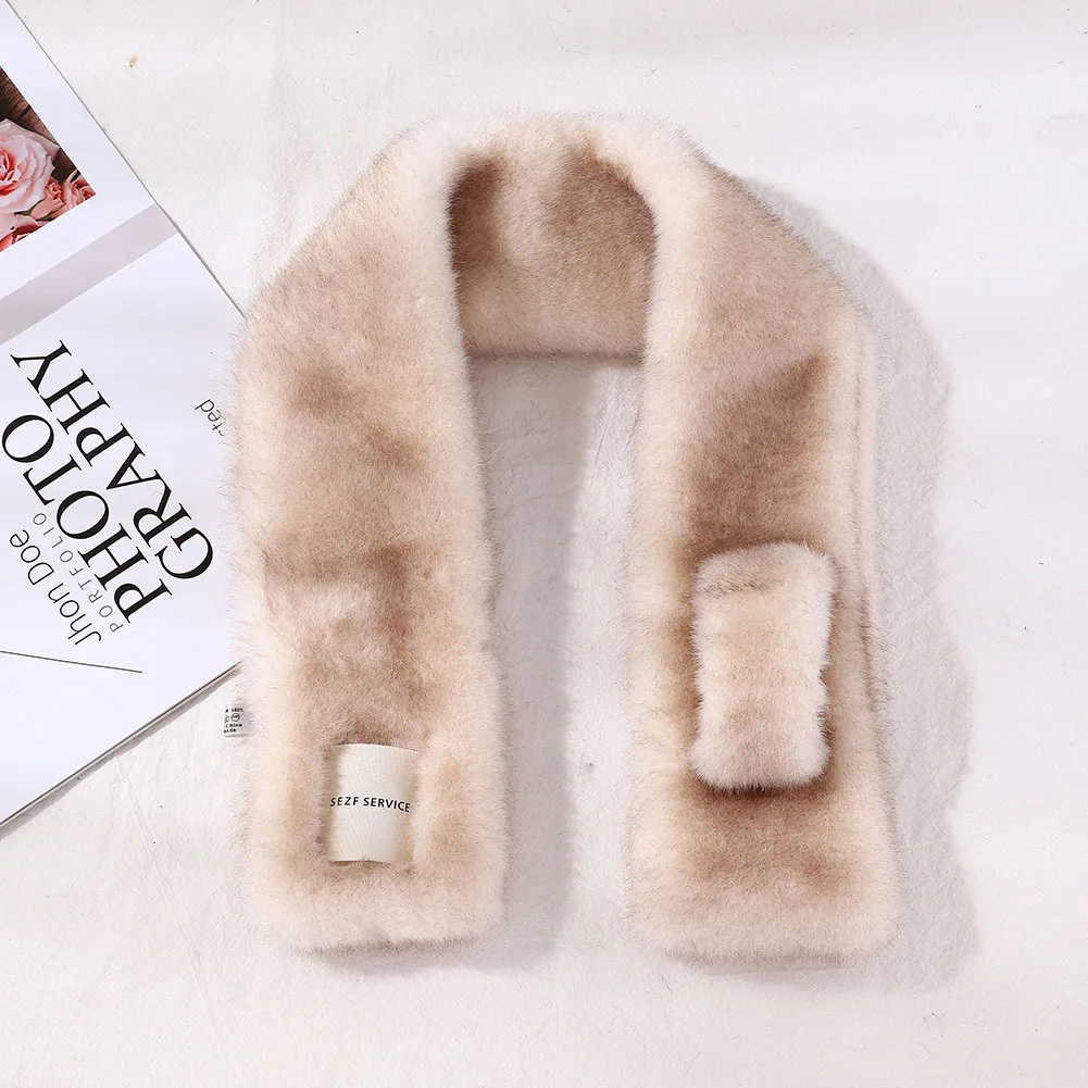 

2021 New Women Thick Warm Faux Mink Rabbit Fur Ring Scarf Echarpe Femme Black Pink Neck Collar Scarves for Ladies Bufanda Mujer