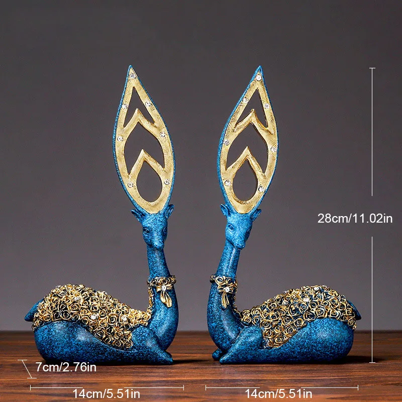 

Nordic Ins Light Luxury Resin Couple Deer Sculpture Ornaments Home Living Room Desktop Decor Statue Crafts Valentine's Day Gifts