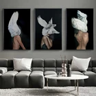 Скандинавский головной убор с обнаженными крыльями, девушка, Картина на холсте, настенная печать, холст, Современная гостиная, Фреска, домашний декор