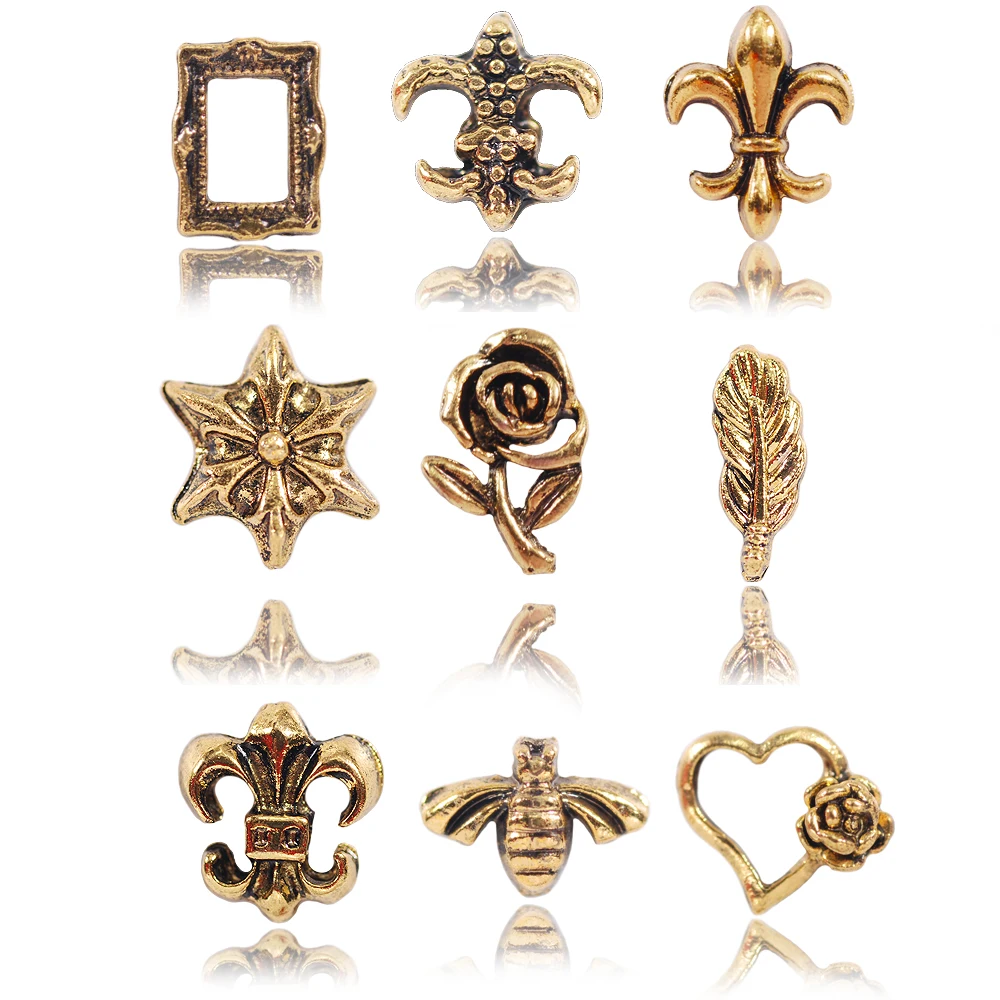 100 _ новые украшения для дизайна ногтей заклепки из золотого металлического