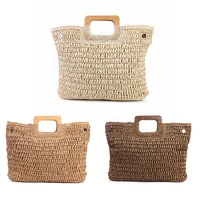 vintage bohemian straw bag for women summer large capacity beach handbags rattan handmade kintted travel bags handle bags
