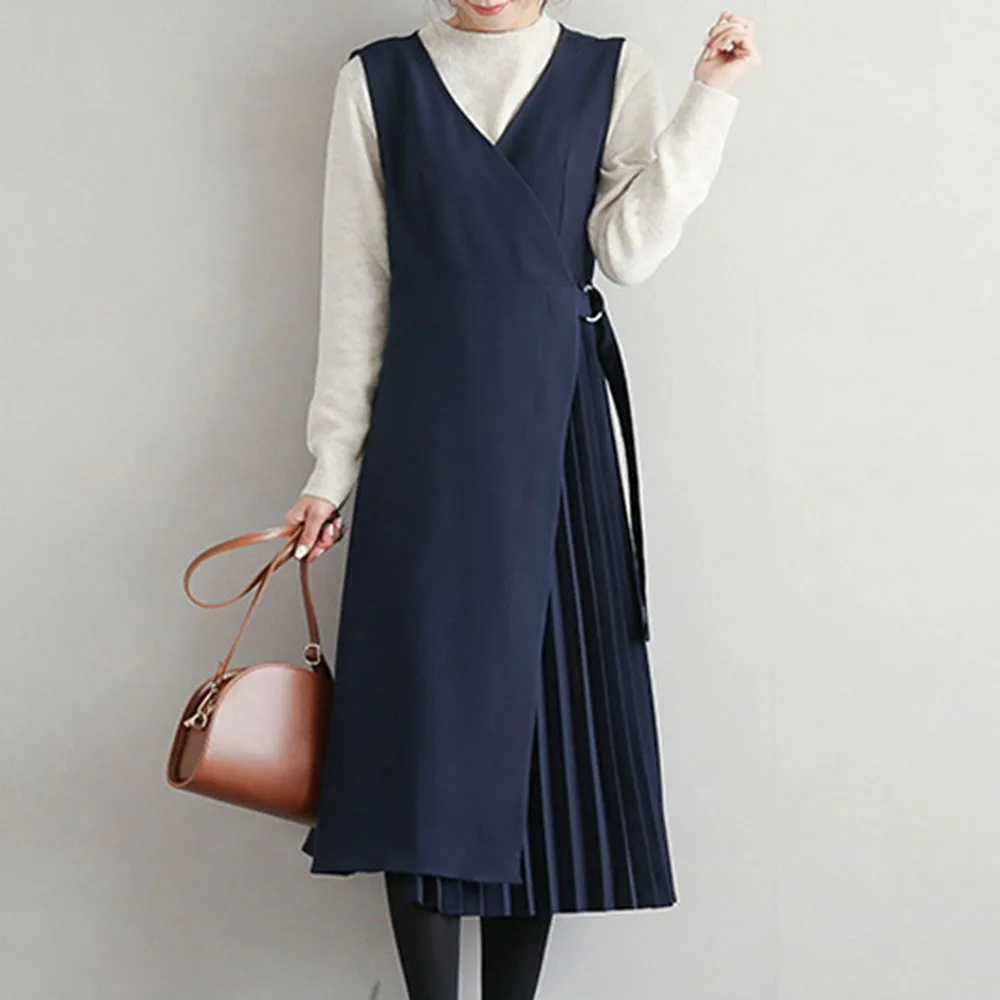 Женское платье без рукавов в Корейском стиле элегантное однотонное льняное