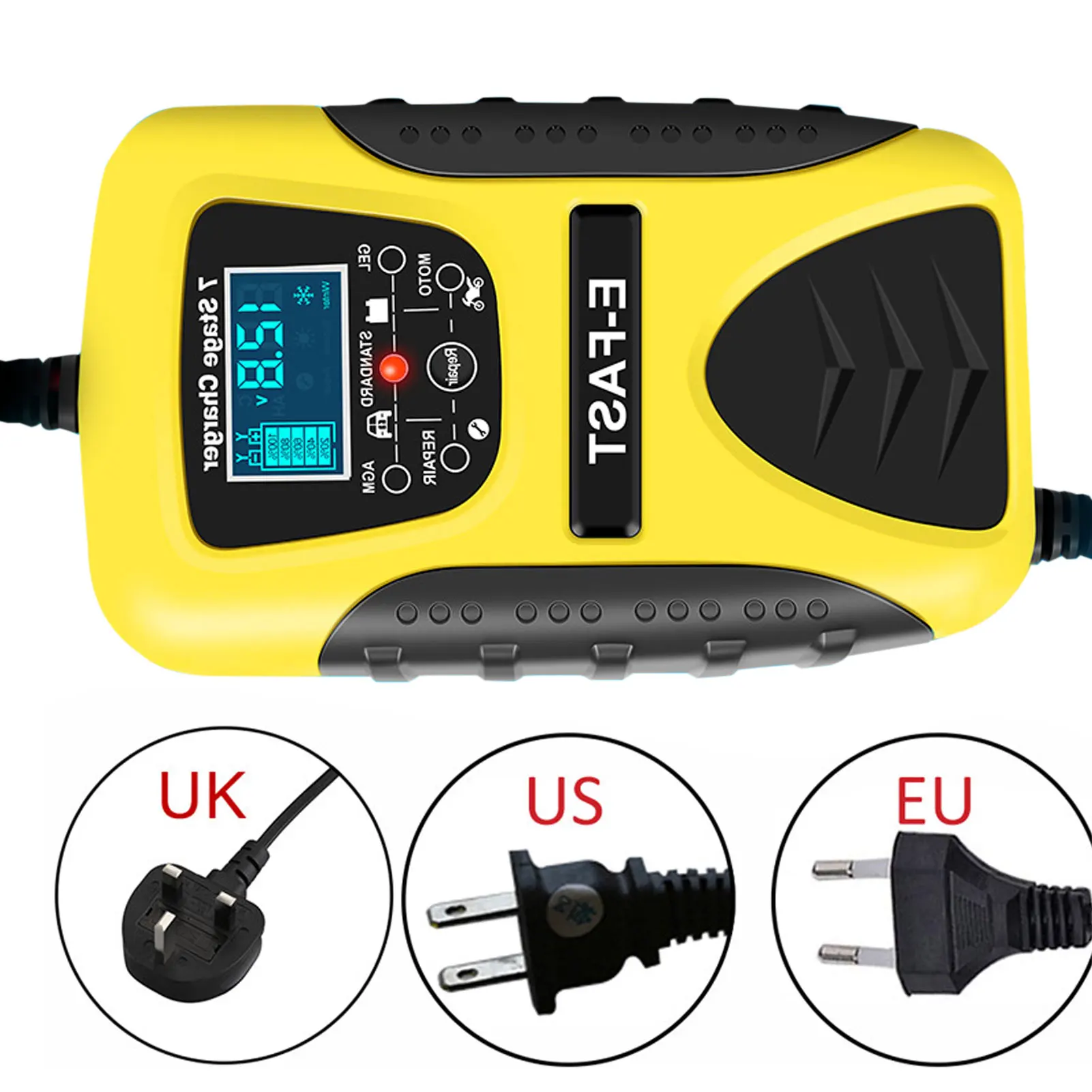 

12V 7A Full Automatic Battery-chargers Digital LCD Display Car Battery Chargers Power Puls Repair Chargers Wet Dry Lead Acid