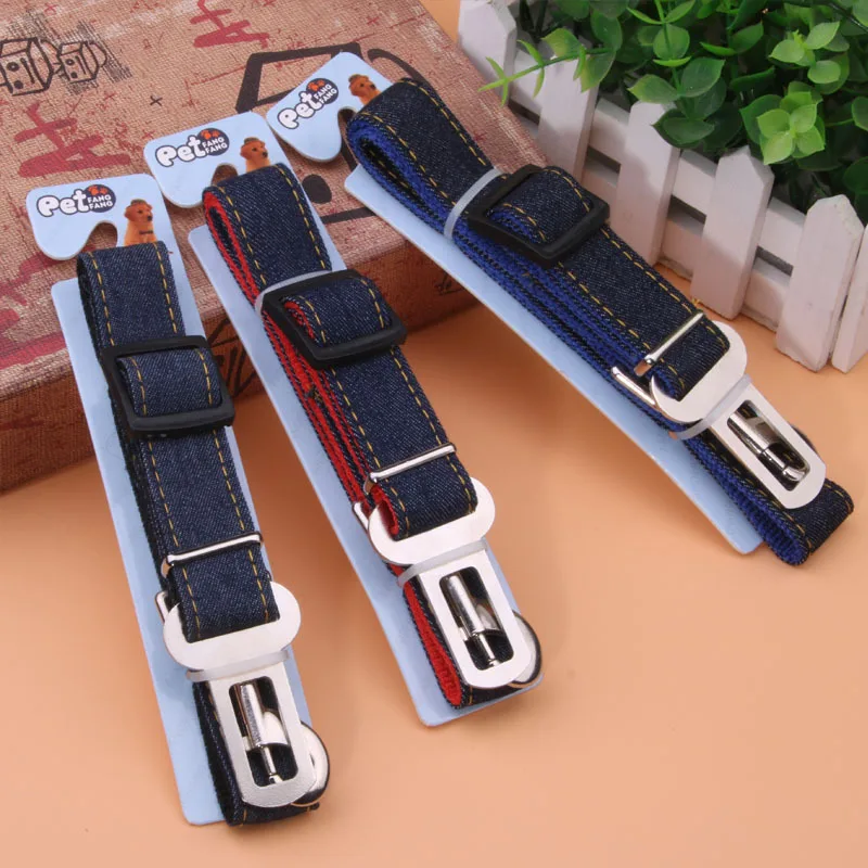 

Denim Dog Leashes Dogs Car Seat Belt Cheap Pets Supplies Lever Harness Lead Clip Traction Prevent Break Free Cat Safety Leash