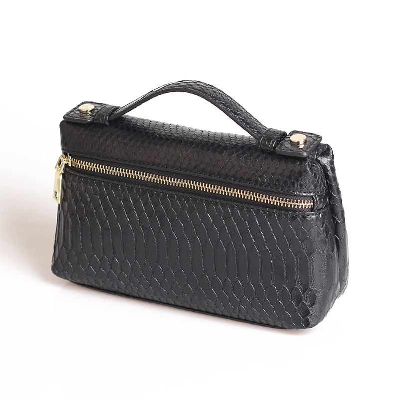 Snake Black (L) HIGHREAL индивидуальный дизайн с узором страуса из натуральной кожи сумки женские вечерние клатч сумка трендовая сумка - Цвет: Snake Black (L)