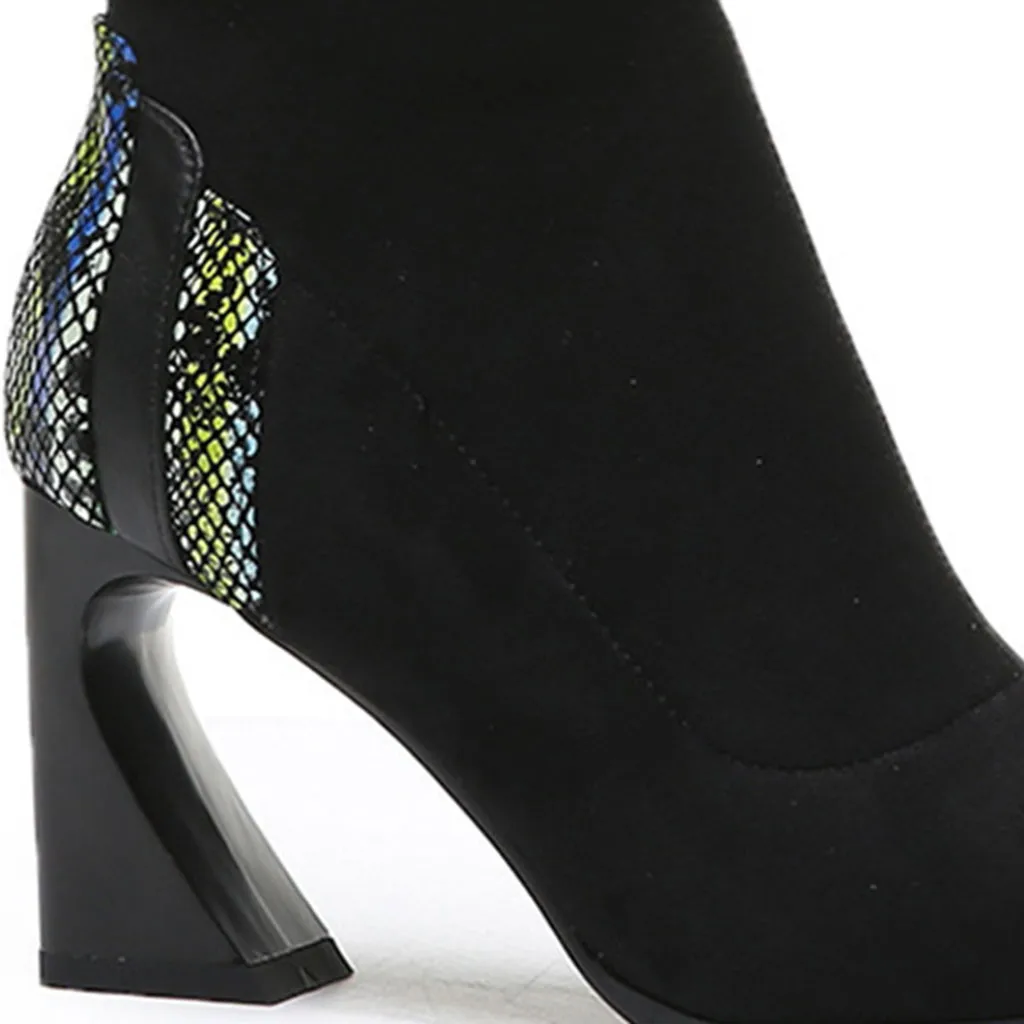 Модные носки под змеиную кожу сапоги без застежки из эластичной ткани с острым