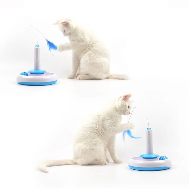 

Cat Interactive Toys Electric Rotate Feather Toys Spinning Teaser Wand Motion Cat Toy Automated Activity Toy for Cats Kitten
