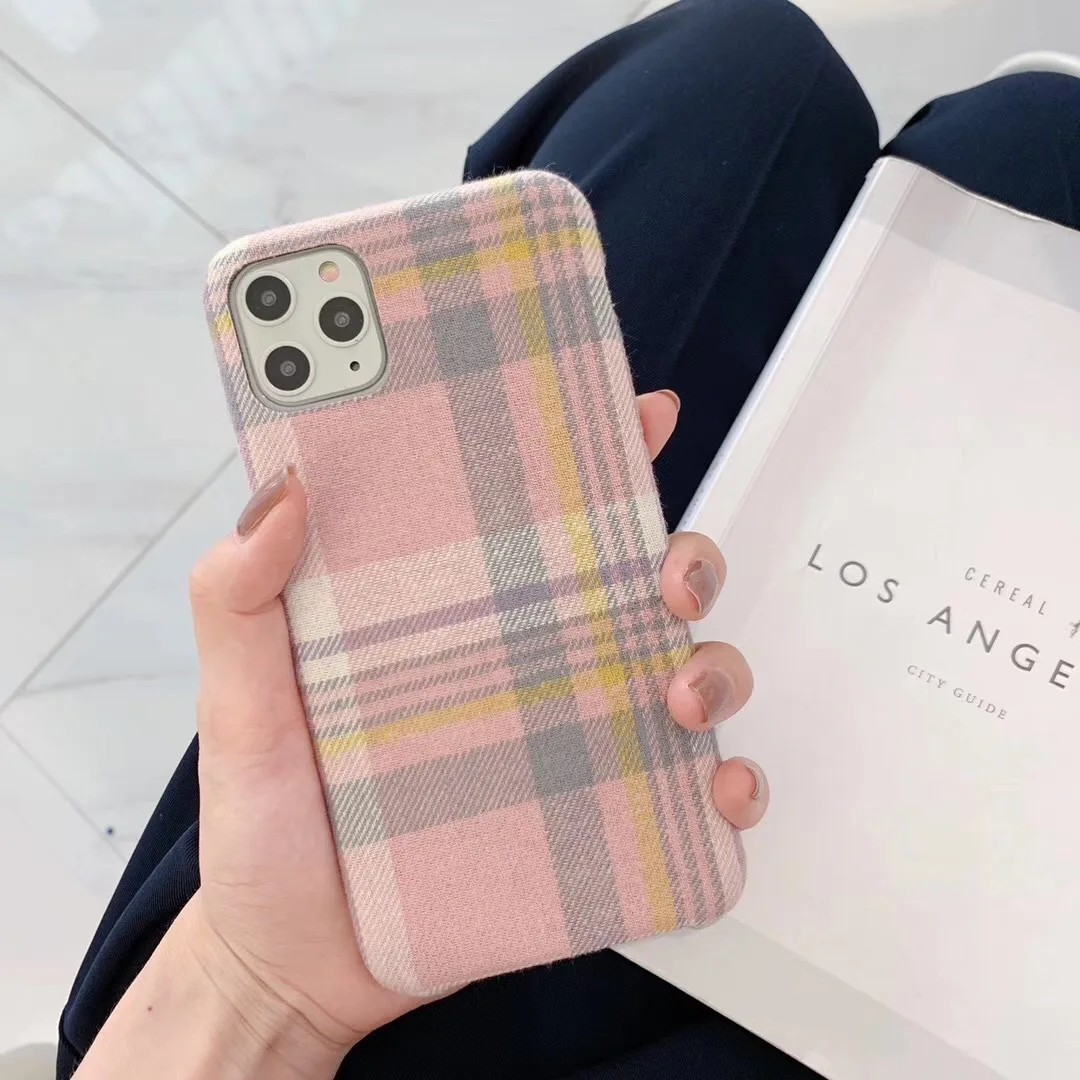 Для iPhone 11 Pro Max 11Pro 7 8 Plus X XR XS Чехлы в клетку из мягкой ткани зимняя теплая мягкая