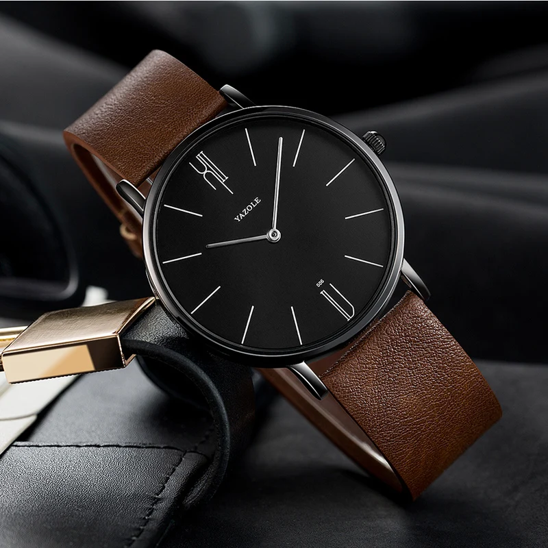 Relojes Para Hombre YAZOLE модные мужские часы брендовые роскошные наручные с кожаным