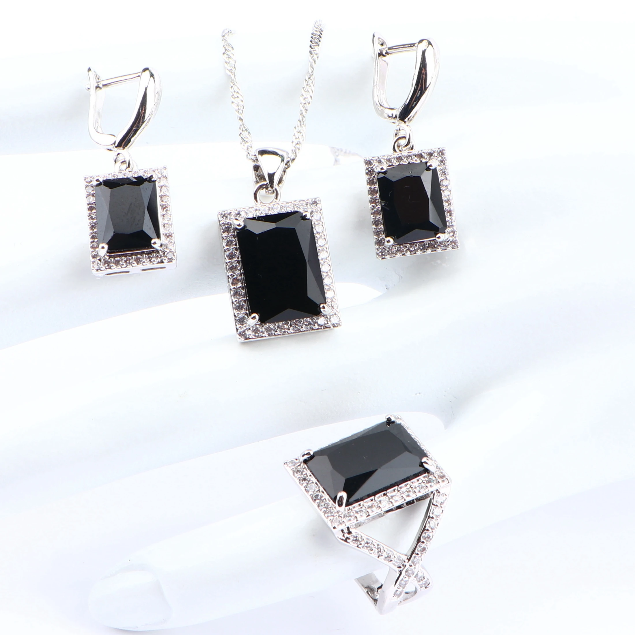 Женский костюм роскошный комплект свадебных украшений из серебра 925 пробы с