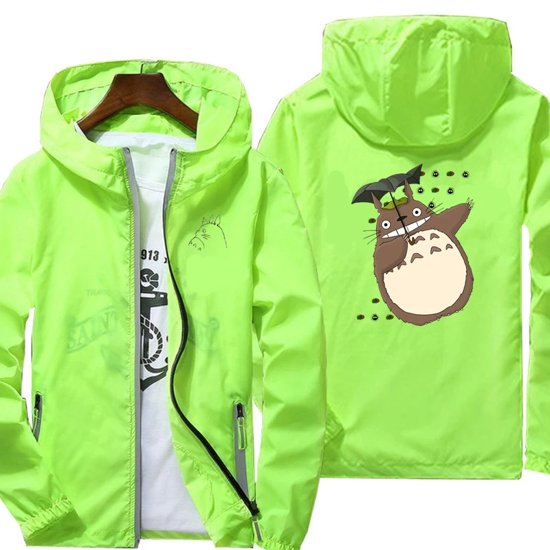 Mens Totoro Thin Reflective Sunscreen Skin Jackets Windbreaker Ultra Light Beach Coats