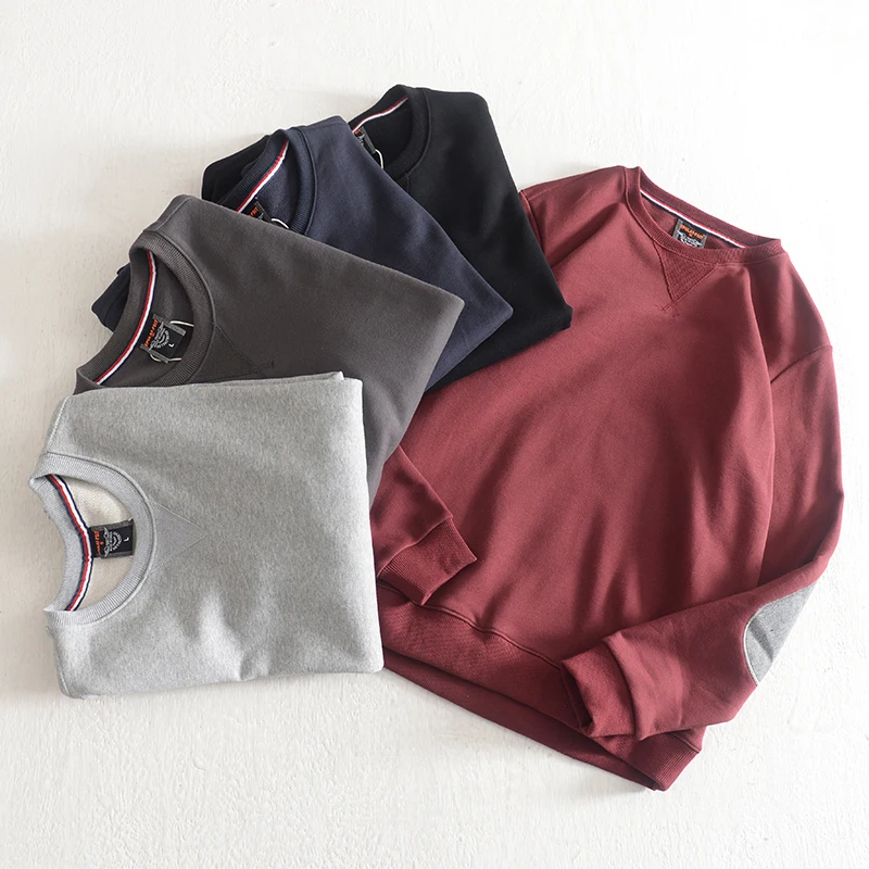 

2021 Spring and Autumn Basic Simple Solid Color Hoodies Men's Pullover Sweater Japanese Retro Loose Pure Cotton Couple Sportwear