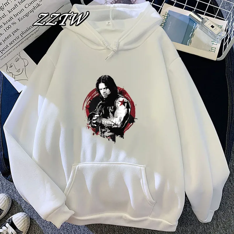 

Winter Soldier Character and Emblem Graphic Hoodie 2021 autumn fashion women Hoodie funny long sleeve casual Hoodie lovely tops
