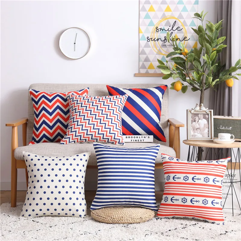 Наволочка в полоску с волнистыми точками и геометрическим рисунком наволочка