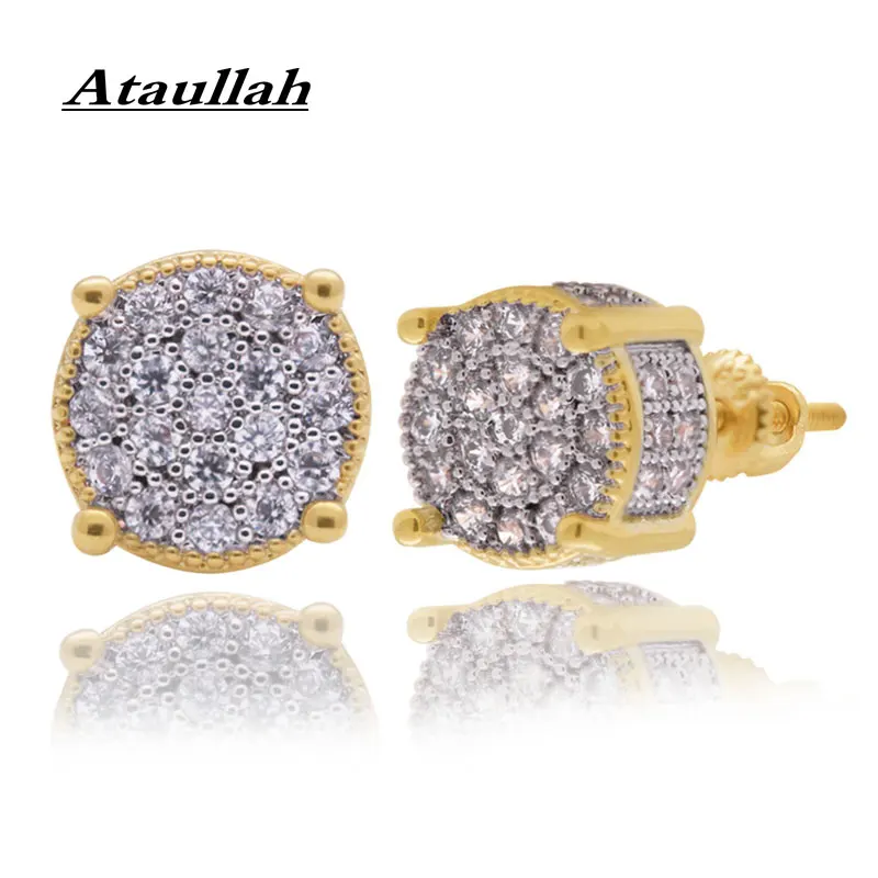 Ataullah хип хоп серьги в стиле панк круглые блестящие гвоздики с кристаллами