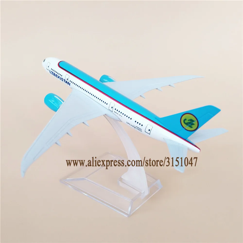 Модель самолета 16 см авиакомпании воздушно Узбекистан B787 модель Боинг 787 из