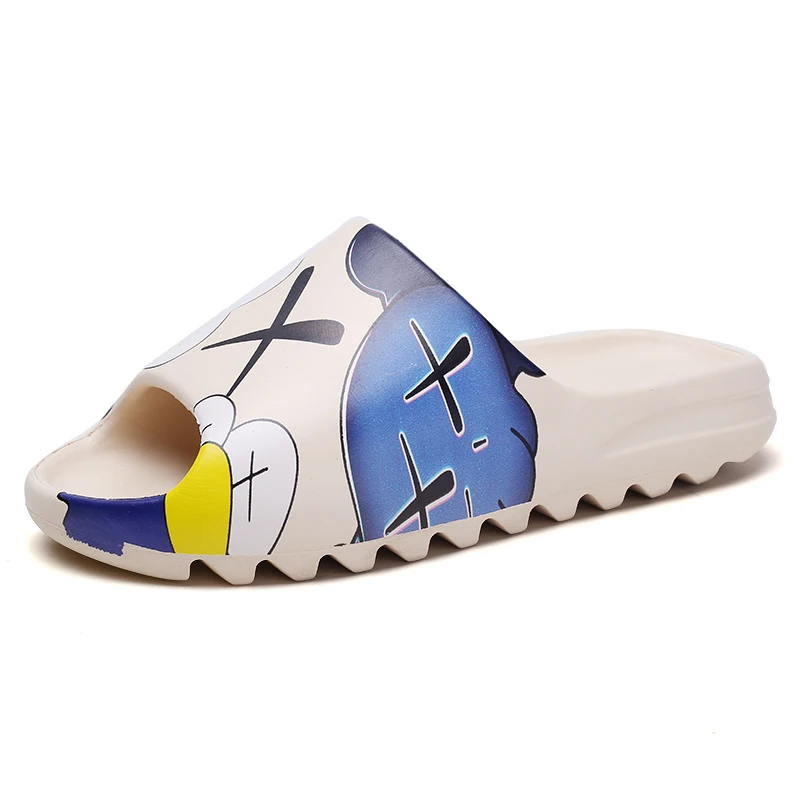 

Мужские летние шлепанцы, дышащие крутые пляжные сандалии, шлепанцы с открытым носком, мужские и женские мужские шлепанцы, легкие граффити, б...