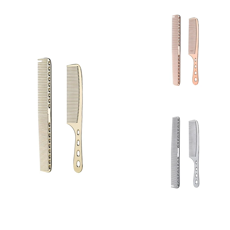 

2 Pcs Stainless Steel Hair Combs Anti Static Styling Comb Hairdressing Barbers Combs