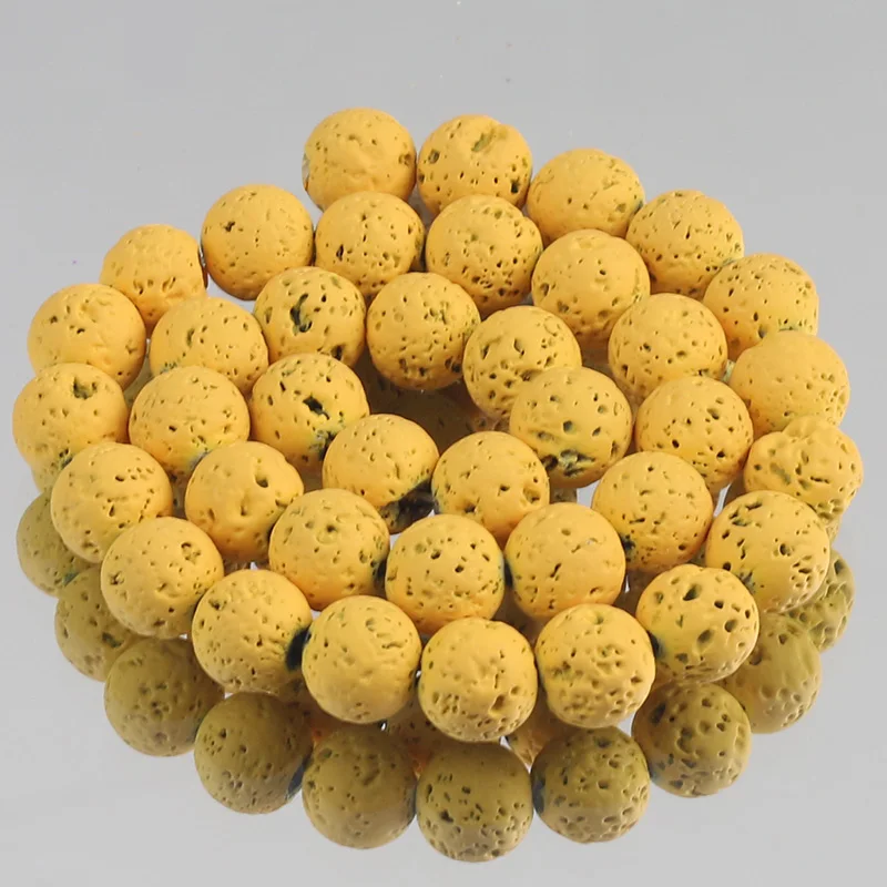 

Natural Lava Hematite Stone Bead Yellow Volcanic Rock Rubber Round Loose Spacer Beads For Jewelry Making DIY Bracelet 4 6 8 10mm