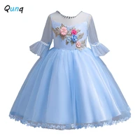 qunq teens princess dress 2021 new summer high quality girls wedding party performance costume toddler kids children clothes