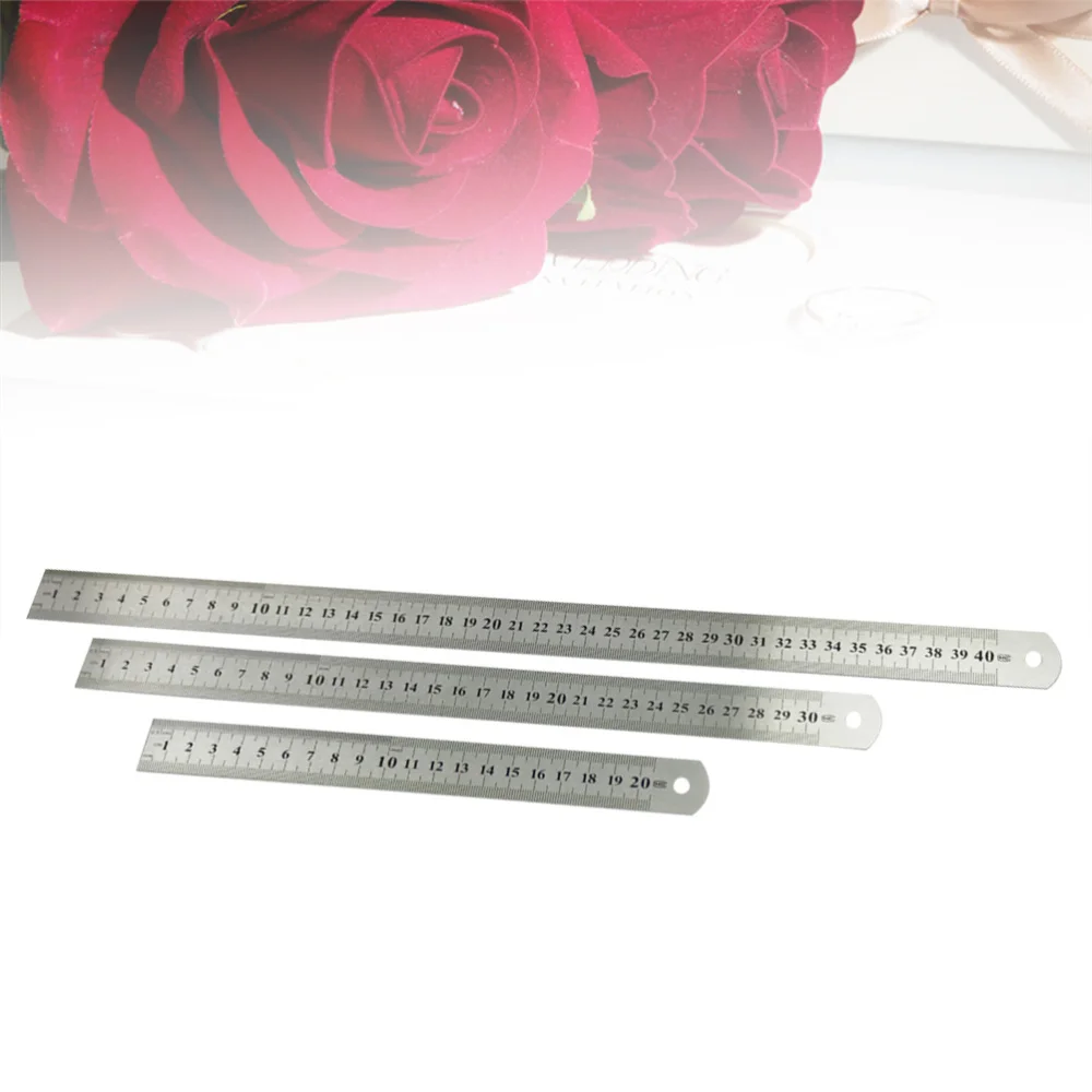 

3Pcs Stainless Steel Ruler Metal Ruler for Engineering School Office Drawing 20cm/30cm/40cm