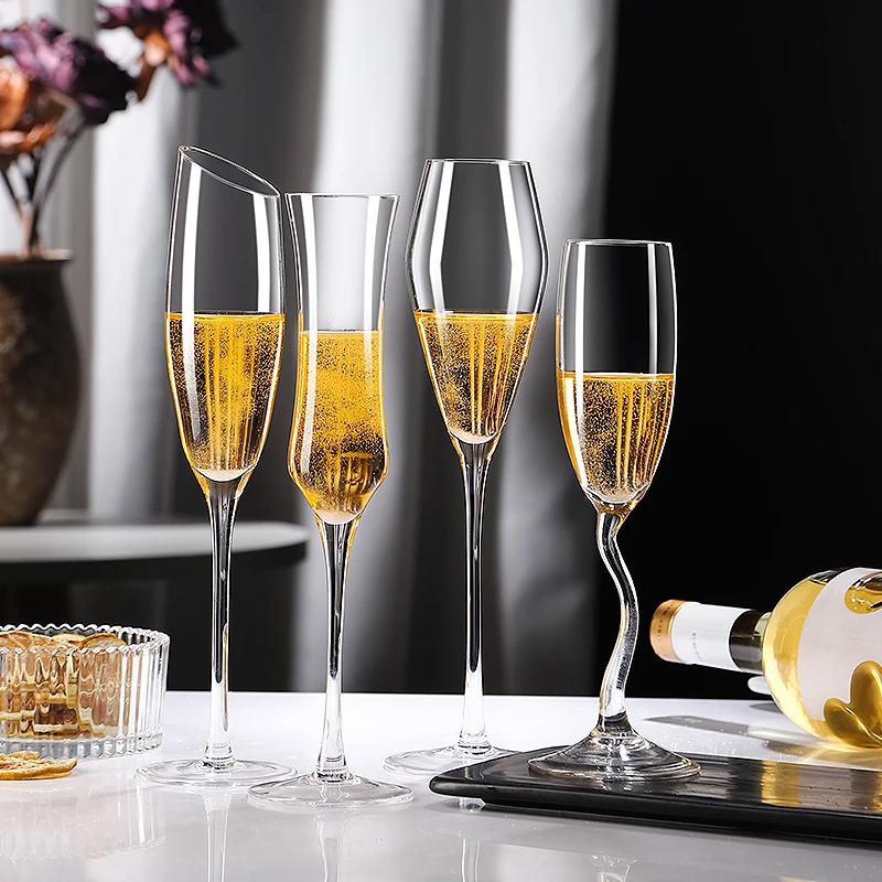 

2 PCS European-style Crystal Champagne Glass High Appearance Level Tall Glass White Wine Cups Set Home