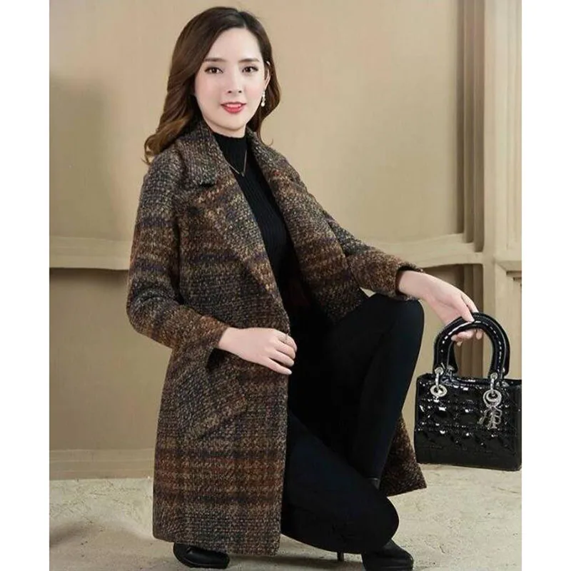 2019 шерстяное пальто ветровка женское качественное клетчатое Утепленные зимние