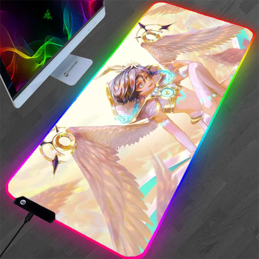 

Rgb Anime Little Golden Man Mouse Pad Rubber Xxl Gaming Mini Pc Desk Mat Carpet LED with USB Wholesale Laptop Keyboard and Mouse