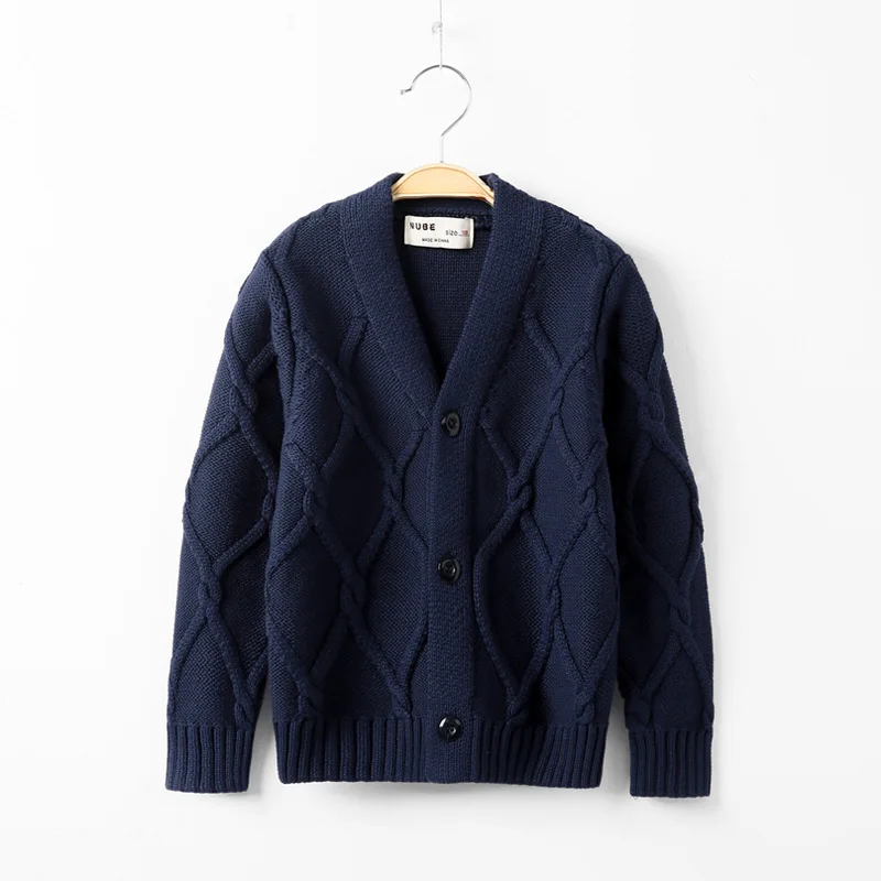Navy Blue Детский кардиган осень г. Одежда для маленьких мальчиков однобортный вязаный свитер кардиганы для мальчика ясельного возраста весенняя одежда для детей от 2 до 12 лет - Цвет: Navy Blue