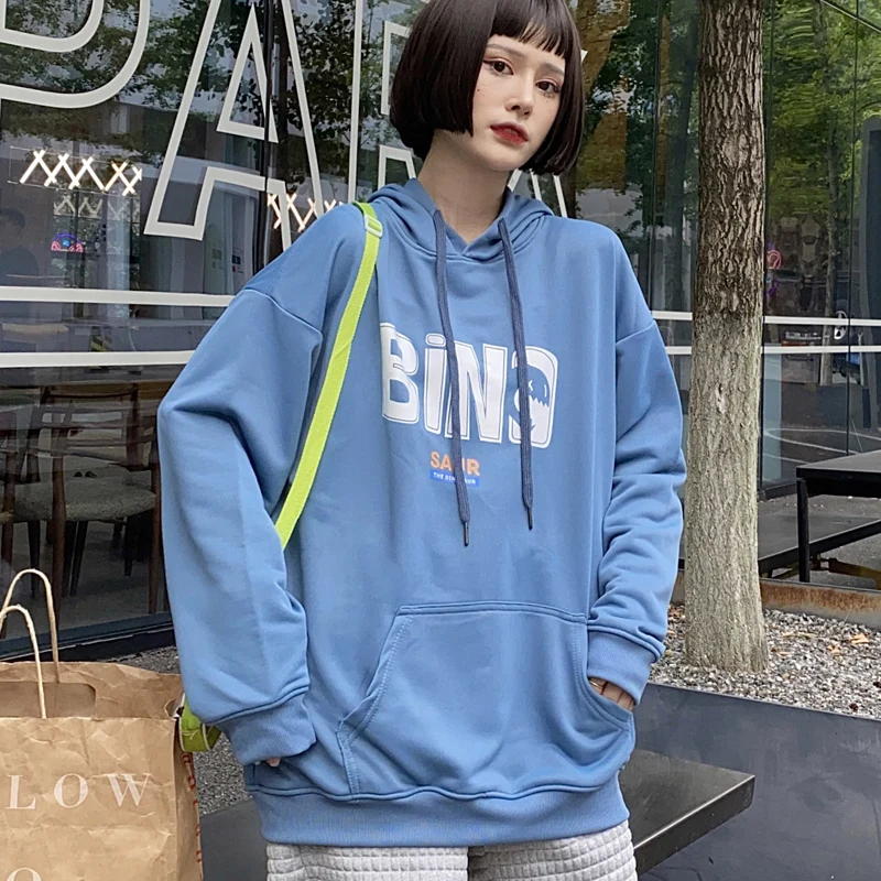 

Hooded Sweatshirts Letter Print High Street Hip Hop Fashion Hoodies Streetwear Casual Loose Harajuku All-match Oversized Hoodie