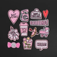 pink cupids arrow love heart iron on candy patches embroidered patch for girl woman letter hat skirt handbag clothes badges