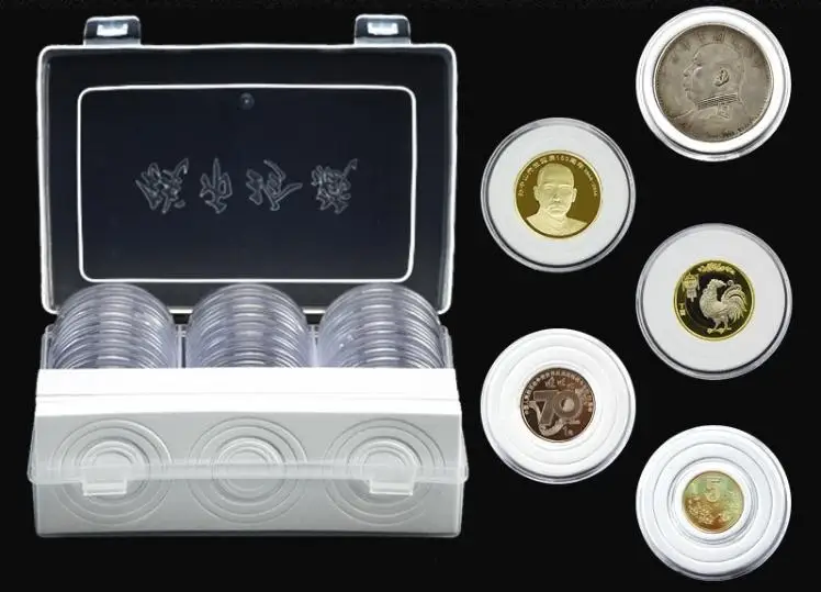 

70sets 30pcs/set Plastic Clear Coin Storage Box Round Boxed Coin Holder 17/20.5/25/27/30/32/40mm/46mm Coin Capsule Collection