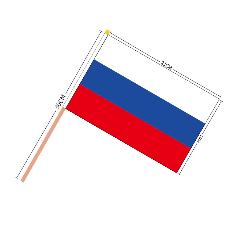 aerlxemrbrae Custom 100pcs   Russia hand flag 14*21CM    Small Russian Flag the hand national flag with Pole Waving flag