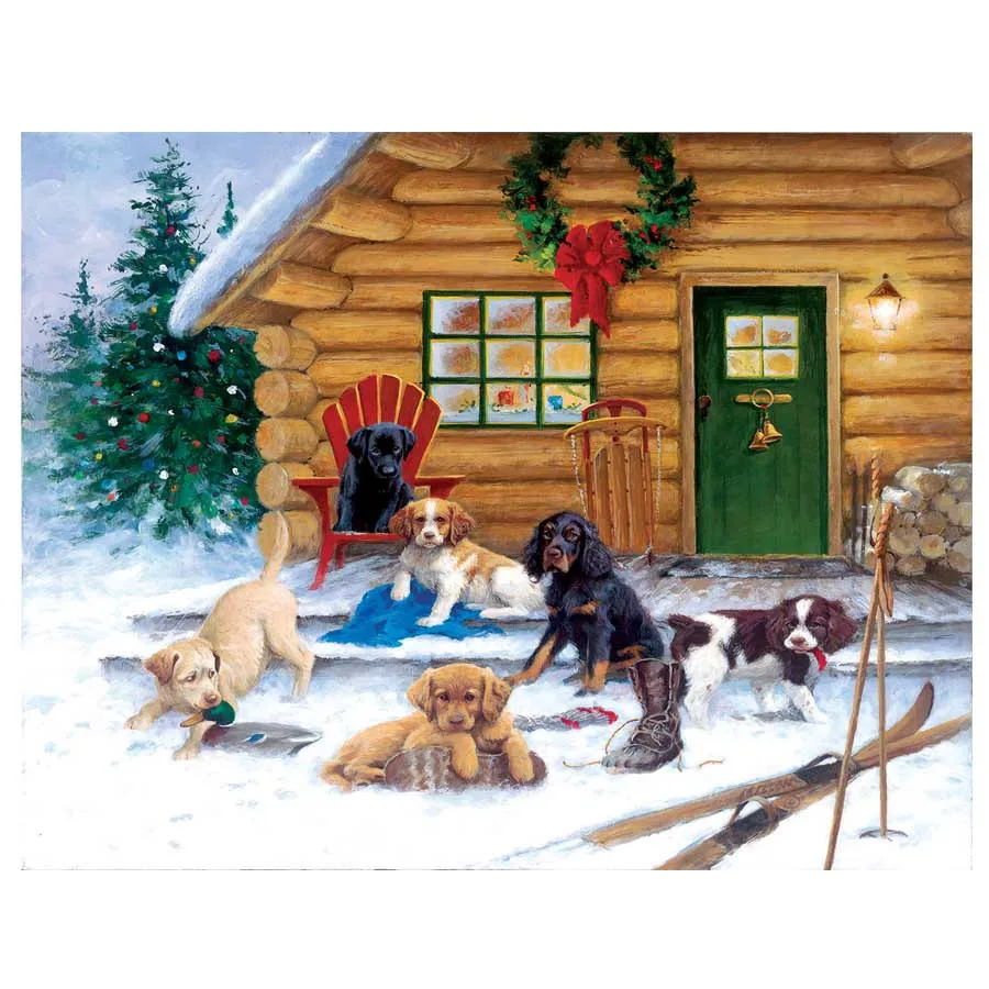 Алмазная 5D Вышивка сделай сам мозаика с изображением собаки в рождественском