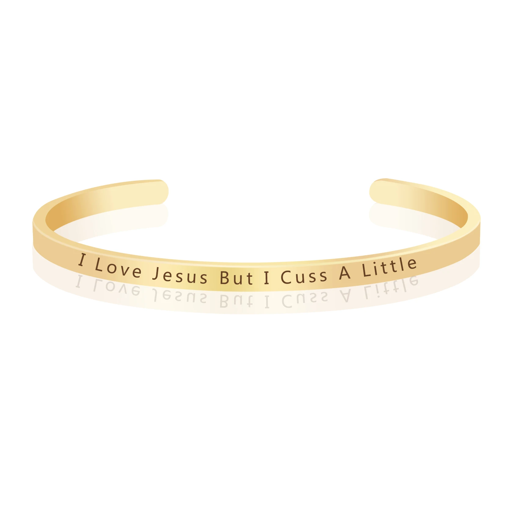 Браслет с цитатой I Love Jesus But Cuss Выгравированная манжета из латуни высокого