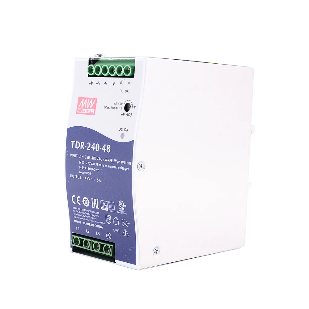 Mean Well TDR 240 48 meanwell DC В 5A Вт Тонкий трехфазный Промышленный DIN рейка с источником
