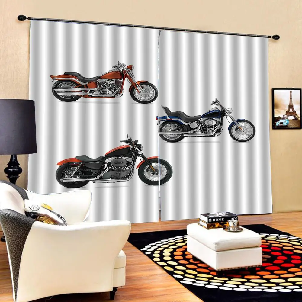 Индивидуальные мотоциклетные оконные занавески Иллюстрация трех мотоциклов