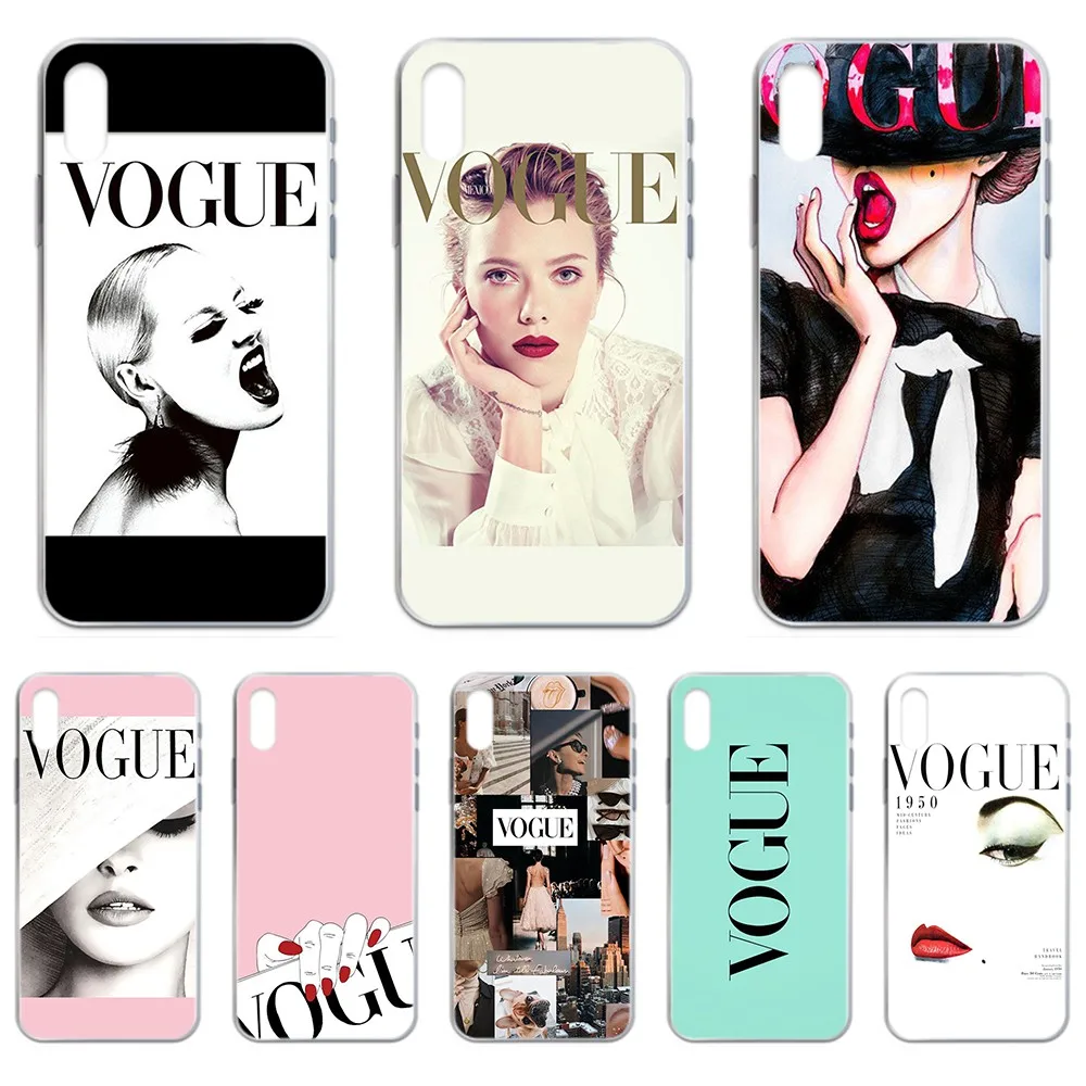 Модный Журнал VOGUE мягкий прозрачный чехол Etui для телефона iphone 4 4S 5 5C 5S 6 6S PLUS 7 8 X XR XS